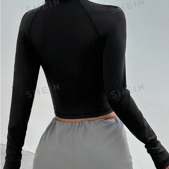 “SHEIN” EZwear,black,mock-neck, raglan slv, sports compression top,size M, NWT - Picture 3 of 16